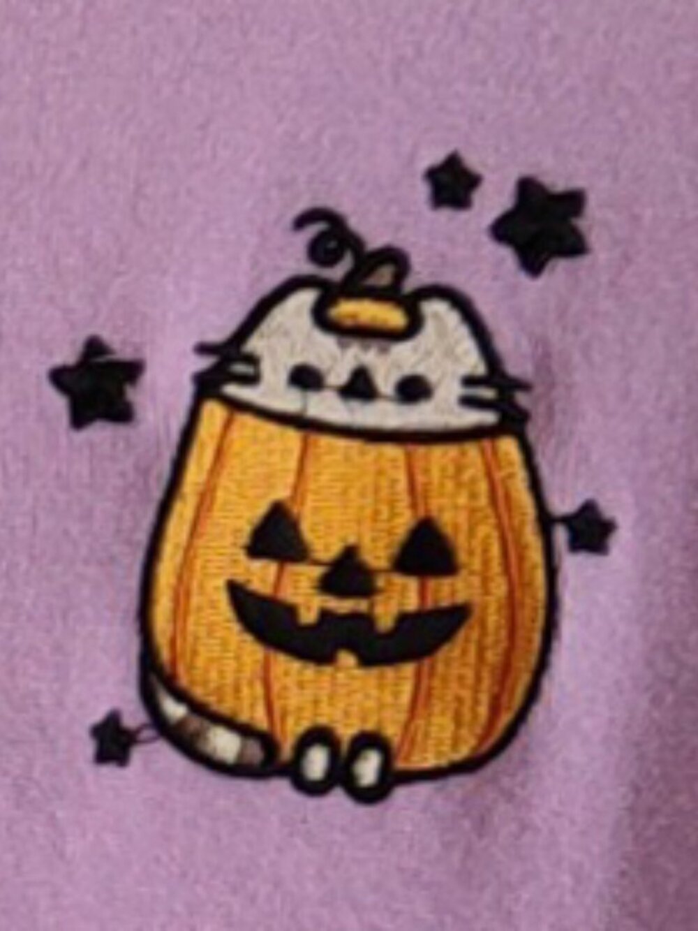 Pusheen x Unique Vintage Retro Pumpkin Cat Pinup Sweater Halloween Lilac Knit 2X - Picture 6 of 8